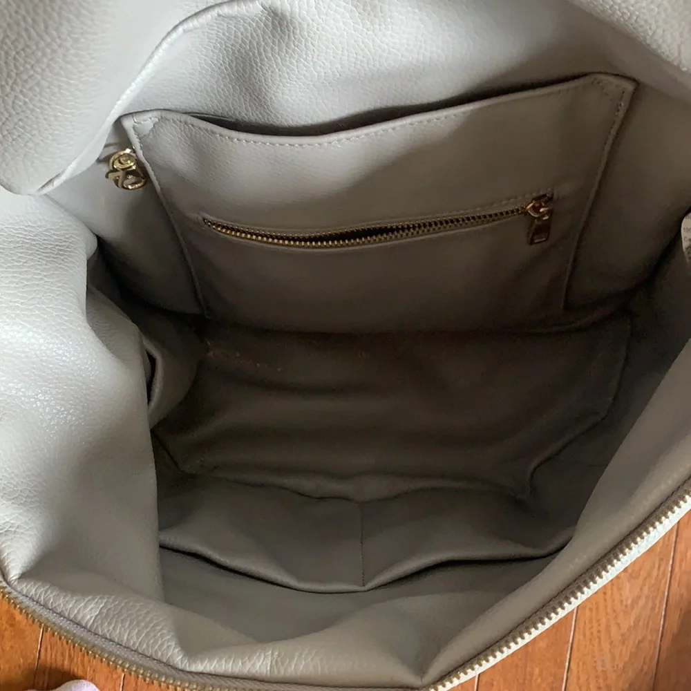 Fawn Design Gray Baby Bag Backpack with Gold Hardware